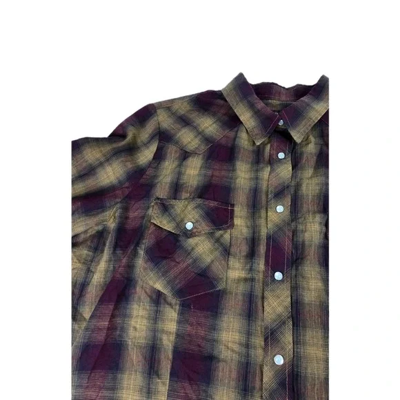 Roper Mens XXL Plaid Western Shirt Long‎ Sleeve Pearl Snap Front Cowboy Casual - Picture 3 of 13